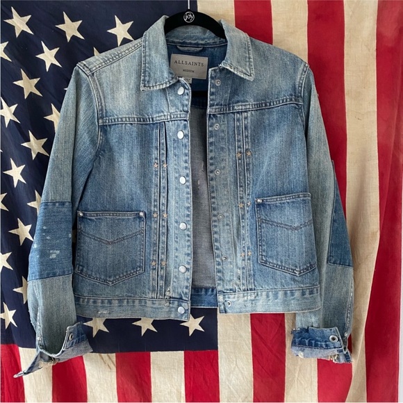 All Saints distressed denim jacket - Picture 2 of 5